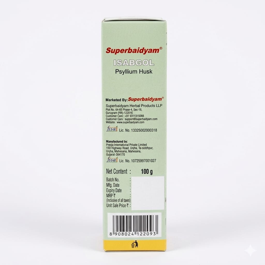 Isabgol Psyllium Husk 100g I 100% Natural I Rich Source of Natural Fiber To Relieve Constipation