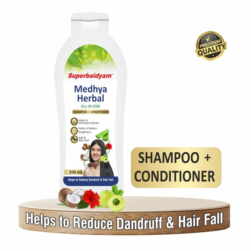 Medhya Herbal Shampoo + Conditioner All In One I Anti Dandruff I Anti Hair Fall I Anti Tangle